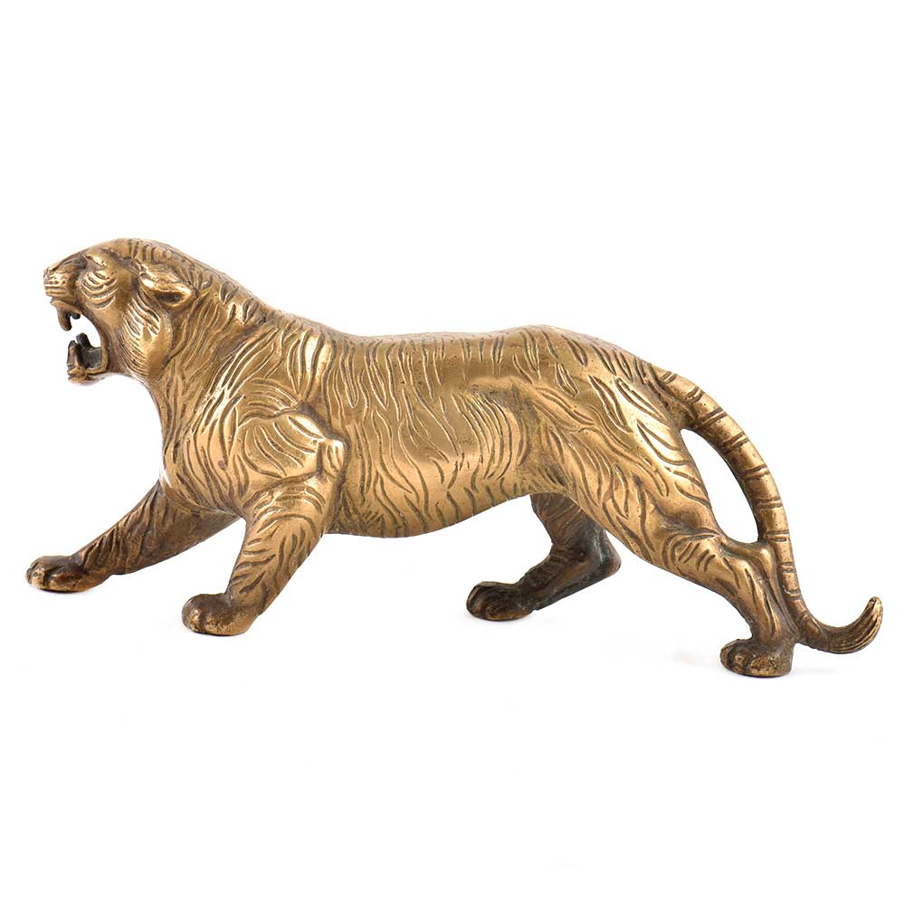 Brass Fierce Roaring Tiger Statue