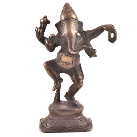 Brass Dancing Statue Of Ganesha on Lotus Flower