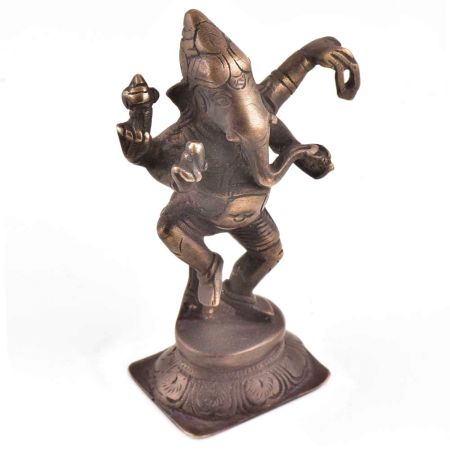 Brass Dancing Statue Of Ganesha on Lotus Flower