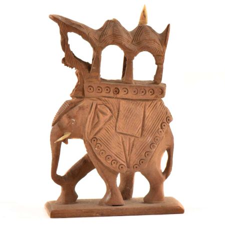 Handcarved Wooden Art Sculpture Maharaja ElephantÂ 
