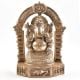 Sitting Lord Ganesh Ji Statue With Temple Arch In Brass