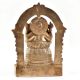 Sitting Lord Ganesh Ji Statue With Temple Arch In Brass