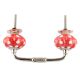 Red White Floral Dot Ceramic Bridge Handles