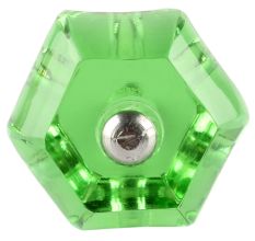 Hexagon Glass Cut Drawer Knob in Green