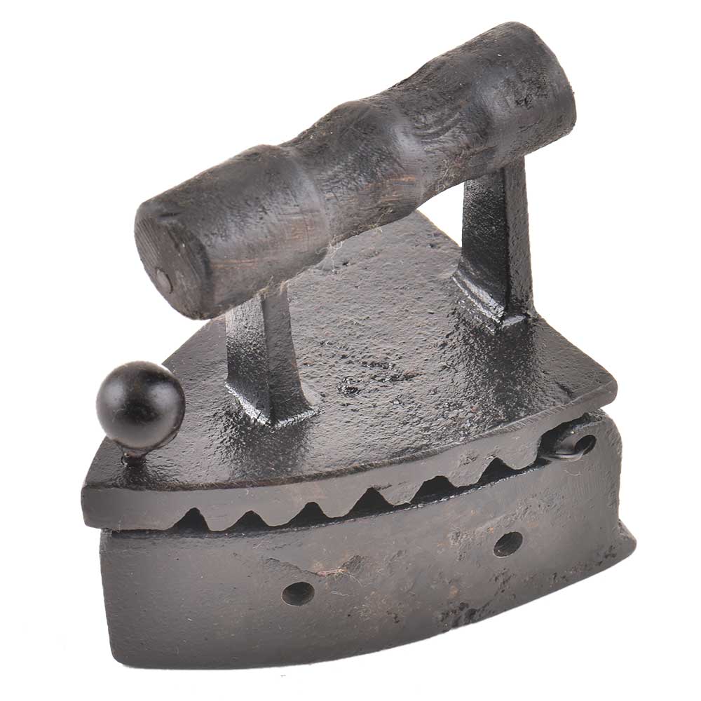 Iron Press On Hot Coal With Wooden Handle