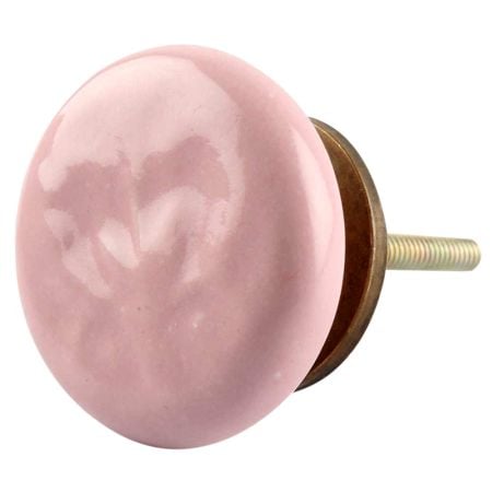 Ceramic Flat Cabinet Knob in Pink Flower