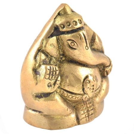 Cute Brass Sitting Ganesha Figurine