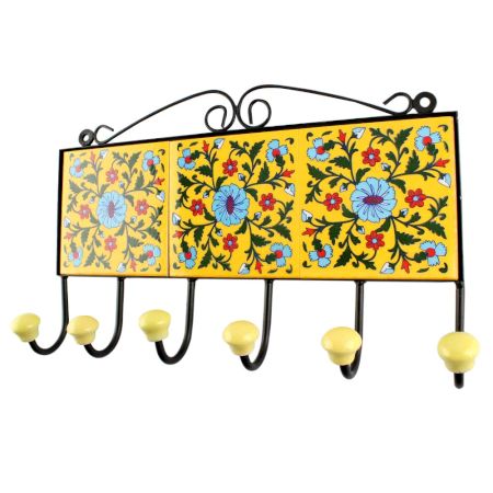 Turquoise Wheel Flower Ceramic Tile Hook