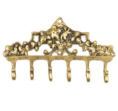 Brass Victorian Small Floral Arrrangement Six Wall Hook