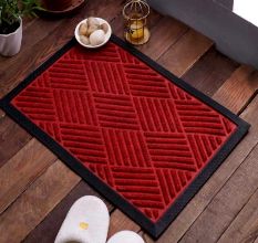 SWHF Premium Poly Propylene and Rubber Quirky Design Door and Floor Mat : Red Diamond