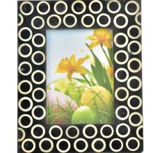 Handmade Black and White Designer Bone Inlay Photo Frame