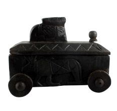 Hand Carved Indian Nandi Wooden Spice Box