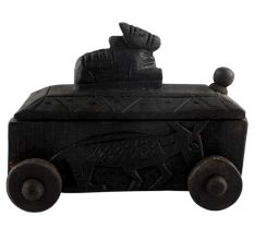 Indian Carved Nandi Wooden Spice Box