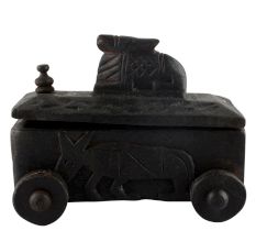 Nandi Wooden Box With Cow Engraved Lid