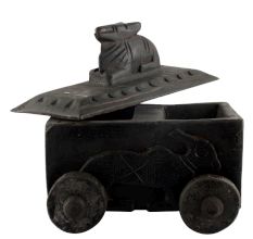 Handcrafted Old Nandi Wooden Box For Storage Spice Box