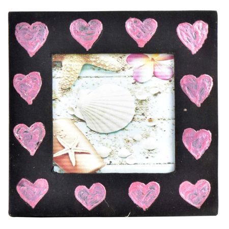 Handpainted Pink Hearts Photo Frame