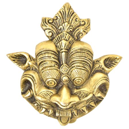 Golden Brass Yali Face Door On Brass Plate
