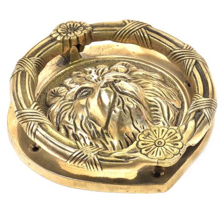 Brass Lion Head With Flower Crown Door Knocker