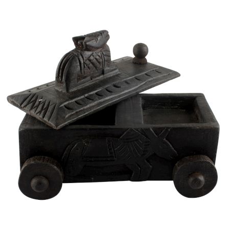 Hand Carved Nandi Wooden Box For Spices