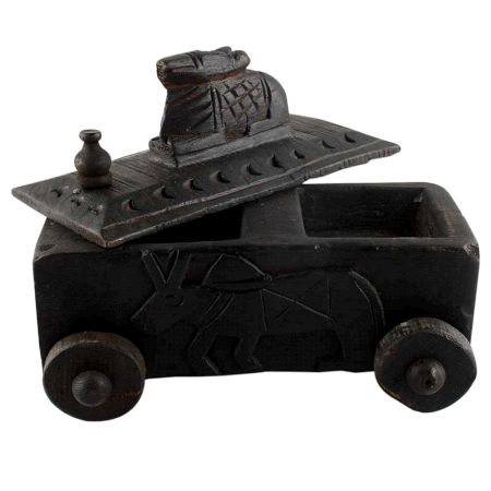 Carved Vintage Handcrafted Old Nandi Wooden Spice Box