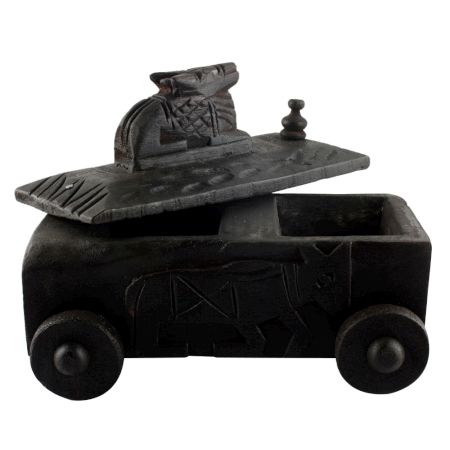 Nandi Wooden Box With Cow Engraved Lid