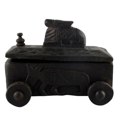 Nandi Wooden Box With Cow Engraved Lid