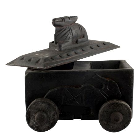 Handcrafted Old Nandi Wooden Box For Storage Spice Box