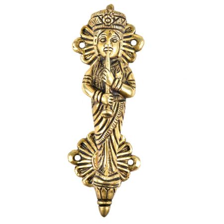 Brass Standing Goddess Playing A Musical Instrument Door Handle