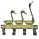 Brass Three Ducks Four Wall Hooks With Patina