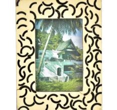 White and Black Handmade Bone Photo Frame