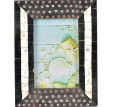 Handmade Black Embellished Metallic flowers Designer Photo Frame