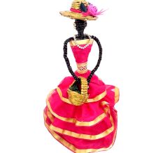 African Doll Showpiece With Four Frill in Pink Colour