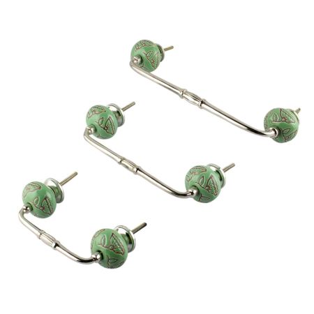 Pea Green Calla Lily Etched Ceramic Bridge Handle