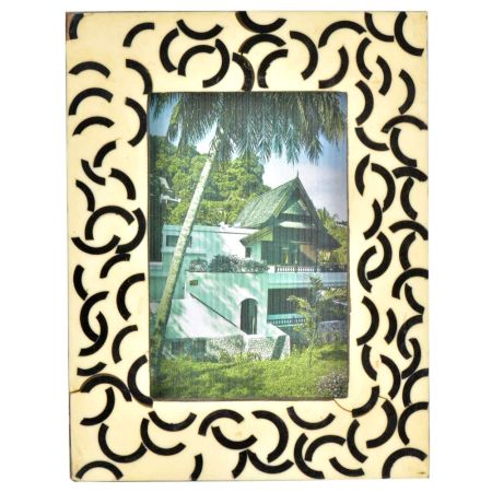 White and Black Handmade Bone Photo Frame
