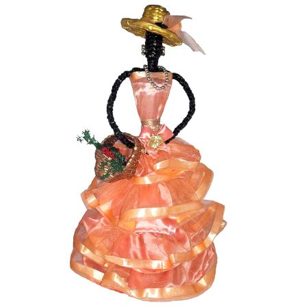 African Doll Showpiece With Four Frill in Peach Colour