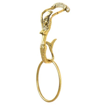 Golden Brass Lady Door Knocker With Ring