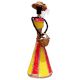 African Doll Showpiece In Red And Yellow With Holding Basket With Two Hands