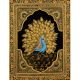 Handmade Miniature painting of Golden Dancing Peacock on silk cloth