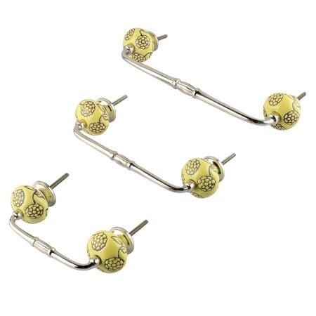 Brown Marigold Etched Ceramic Floral Bridge Handle