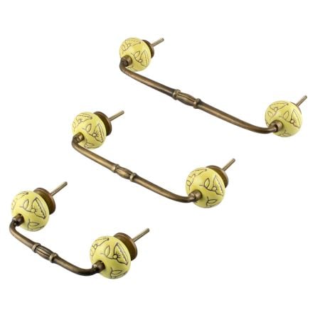 Calla Lily Brown Etched Ceramic Floral Bridge Handle