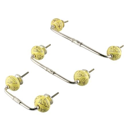 Calla Lily Brown Etched Ceramic Floral Bridge Handle