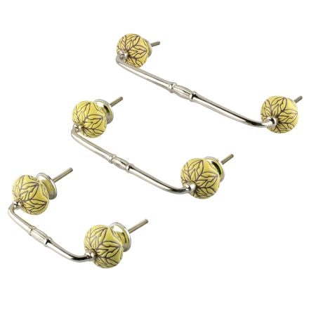 Brown Amarylis Floral Etched Ceramic Bridge Handle