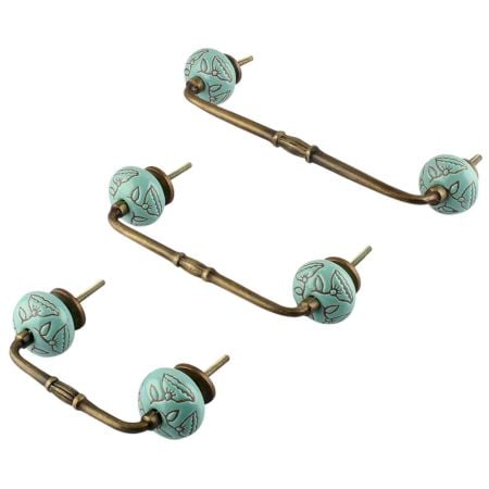 Calla Lily Brown Etched Ceramic Bridge Handle