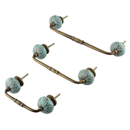 Amarylis Floral Etched Ceramic Bridge Handle