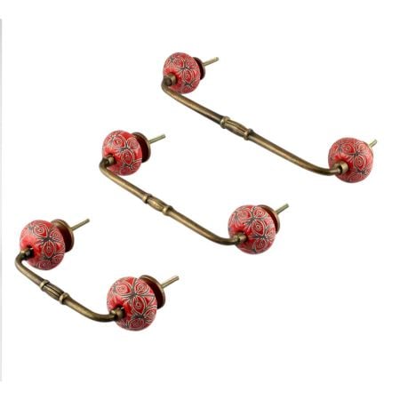 Red Etched Ceramic Bridge Handle