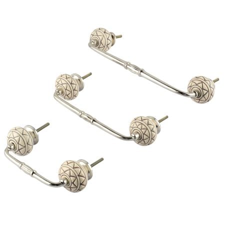 Cream Brown Pattern Etched Ceramic Bridge Handle