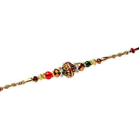 Red-White Meenakari Bead Rakhi
