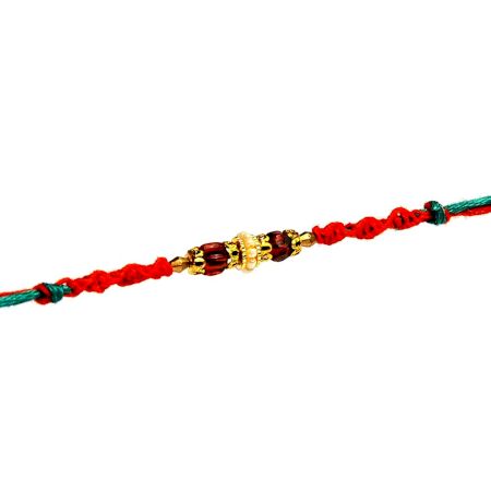 Desinger Red Beads Rakhi with Beautiful Pearl Ring