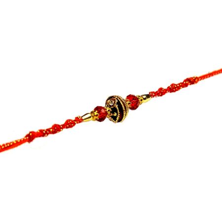 Red Rakhi with Meenakari and Red Crystal Beads