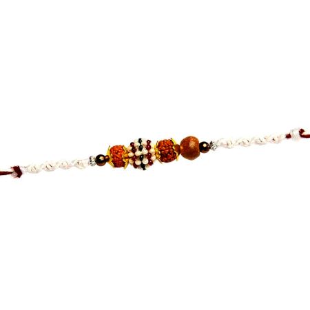 Beautiful Pearl Bead with Rudraksh Rakhi